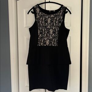 Black Sleeveless Dress with Lace Detail